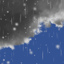 stark bewölkt, Schneeregen